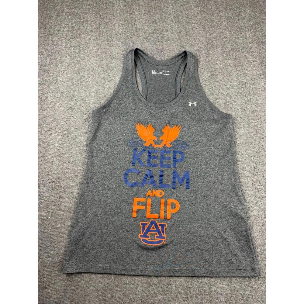 Under Armour Auburn Tigers Tank Top Women's Gray Small NCAA Keep Calm & Flip A‎